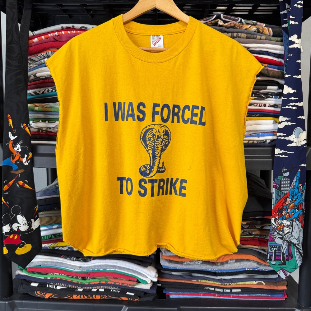 Vintage 90s Yellow Proud To Be A Teamster Cobra Muscle Tee XL Custom Cut